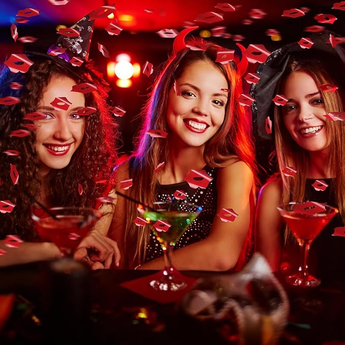 Valentine's Lip Confetti, 500pcs Red Lip Valentine's Party Table Decorations Happy Valentines Day Birthday Party Decor Supplies (lip)
