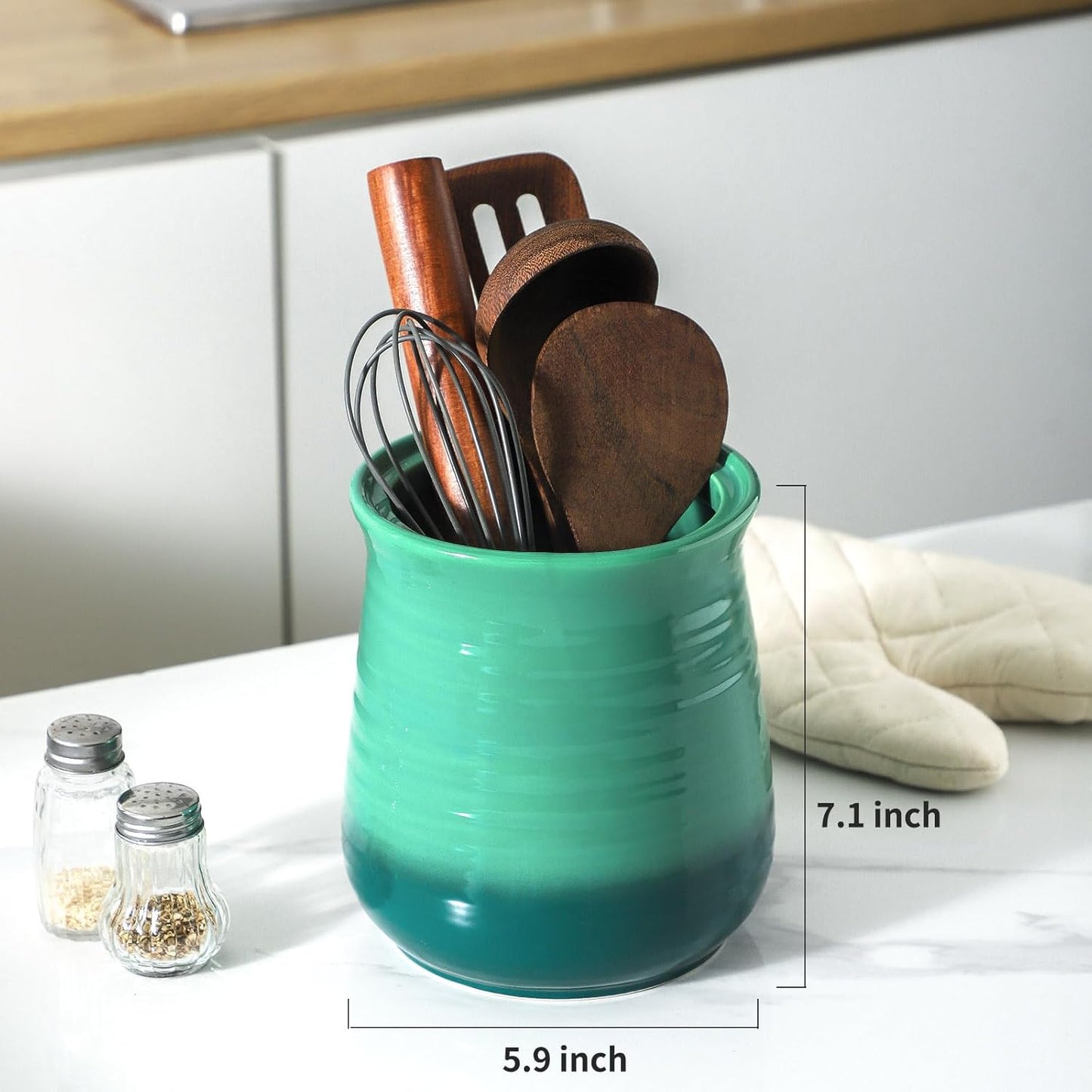 Hasense Food Storage Containers with Lids, 88 oz Ceramic Food Storage Jar, Kitchen Canister for Ground Coffee, Tea, Sugar, Nuts, Candy, Spices, 88 FL OZ Cookie Jar, Gradient Green