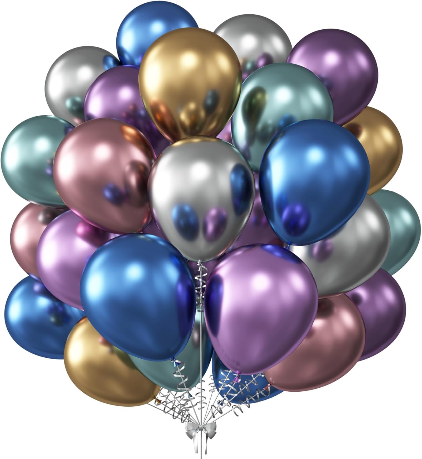 KALOR 10 Inch Metallic Multicolor Balloons, 100 Pcs Latex Helium Metallic Balloons for Kid's Birthday Party Baby Shower Wedding Graduation Graduation Party Decorations
