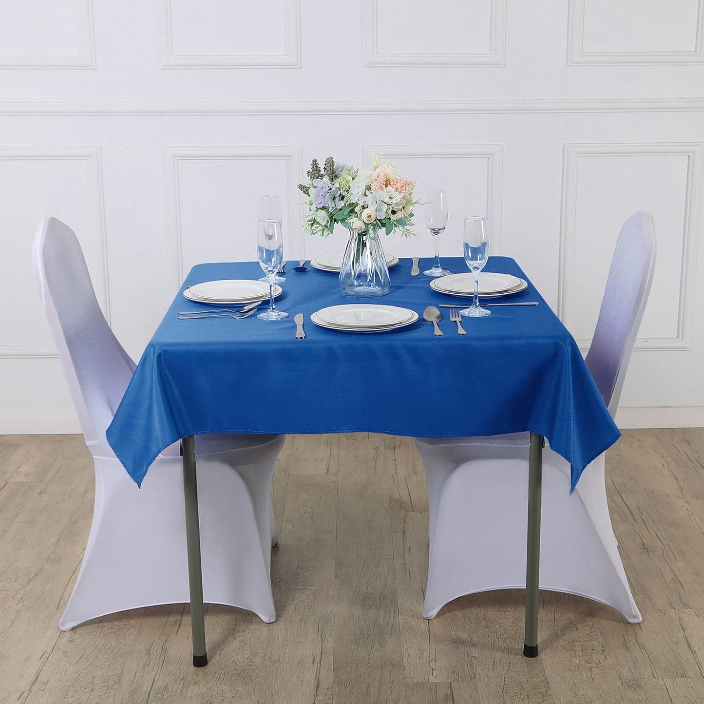 Cupuamon Square Tablecloth 52x52 inch Washable Polyester Fabric Table Cloth for Wedding Party Dining Banquet Decoration（52x52,Mediterranean Bule）