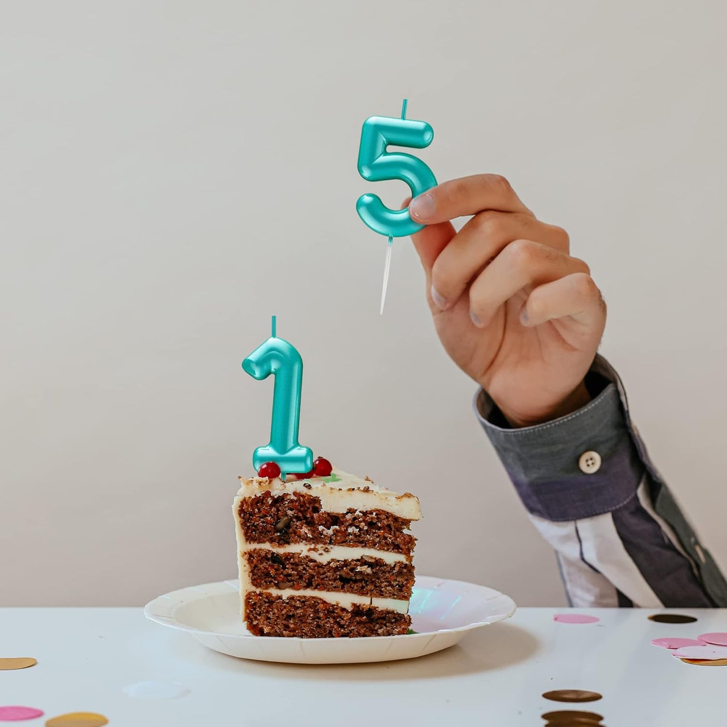 Blue Number 16 Candle Happy Birthday 3D Number Candles for Birthday Cake Party Decoration Wedding Anniversary Celebration Supplies