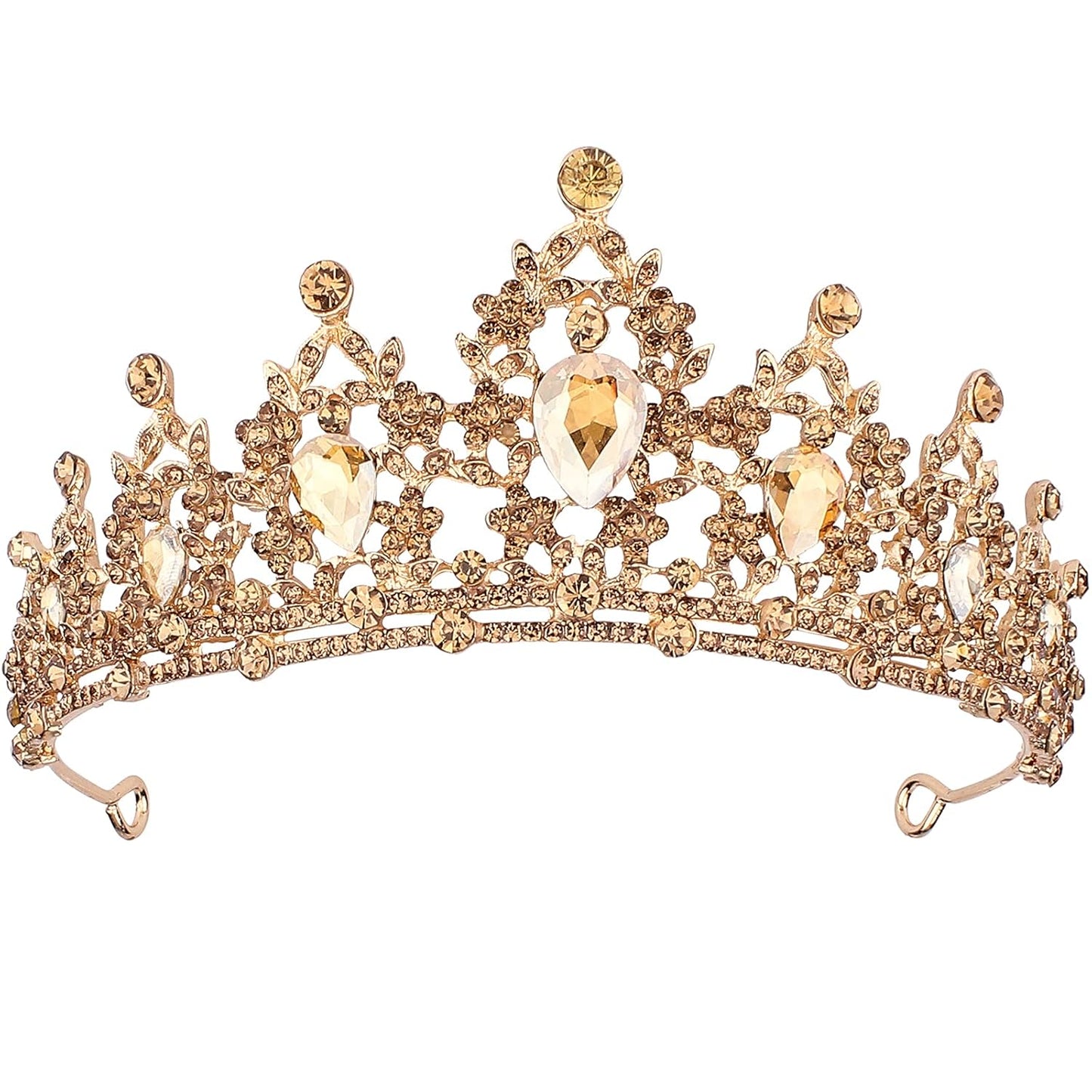 CAVETEE Champagne Gold Crowns for Women Baroque Queen Birthday Tiara Luxurious Rhinestones Crown Wedding Bridal Crown Birthday Party Headbands Princess Party Prom Tiaras and Crowns for Women
