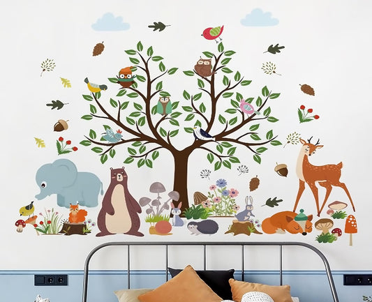 Tree Wall Decals Stickers Decor for Bedroom Living Room Zoo Animal Tree 3D Wall Stickers & Murals Decor for Bedroom Art as Decorations
