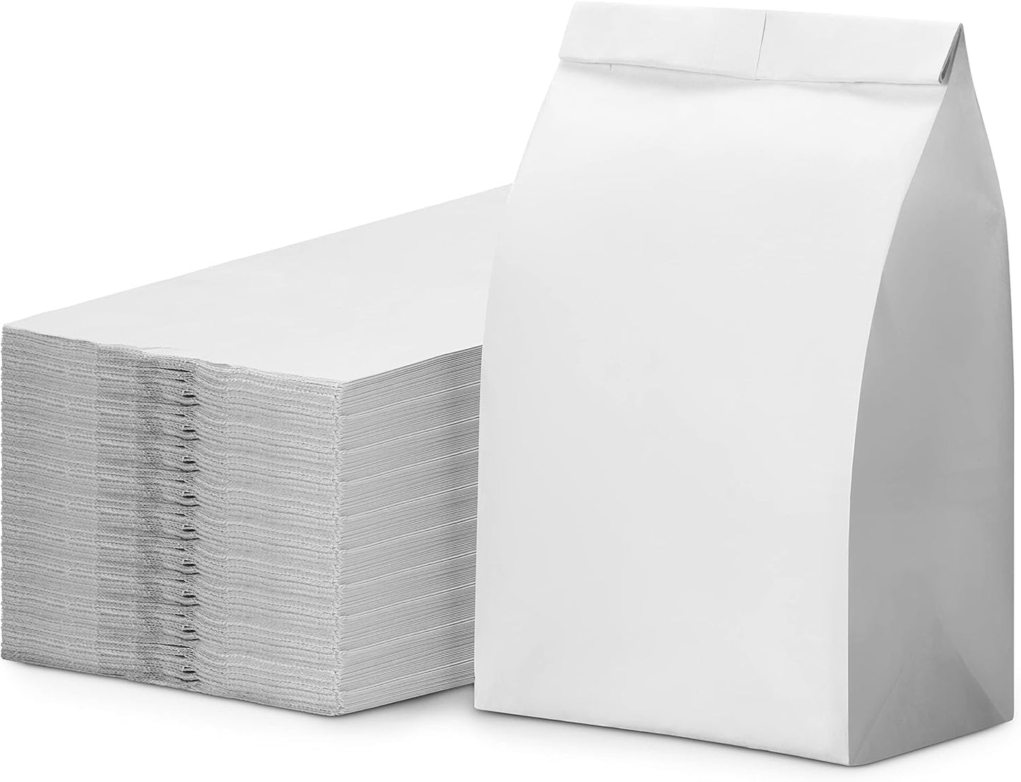 Culinware Kraft Paper Bags 5 Lb - Durable White for Snack, Lunch, Sandwich, Pastries, Popcorn, Grocery and Party Favor Bulk 500 Count 5.25 x 3.25 x 10.75 In