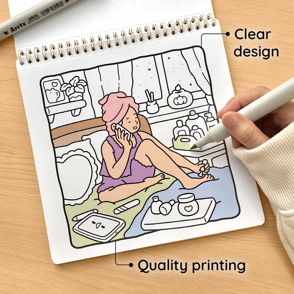 Girl Moments Vol. 2 - Coloring Book (Spiral Bound) & Sticker Set for Adults & Teens