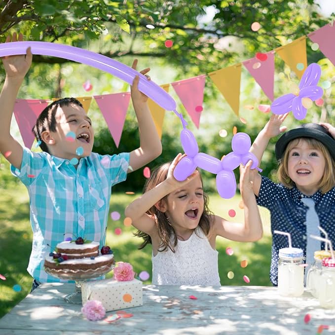 260 Long Balloons 100 Pack Pastel Purple Twisting Animal Balloons Thickening Latex Modeling Long Magic Balloons for Animal Model Weddings Birthdays Festival Party Decorations