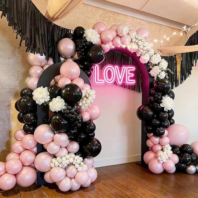 99Pcs Black Balloon Arch Kit - 18/12/10/5 inch Different Sizes Matte Black Latex Balloons Garland for 2026 Graduation, Birthday, Wedding, Halloween Party Decor