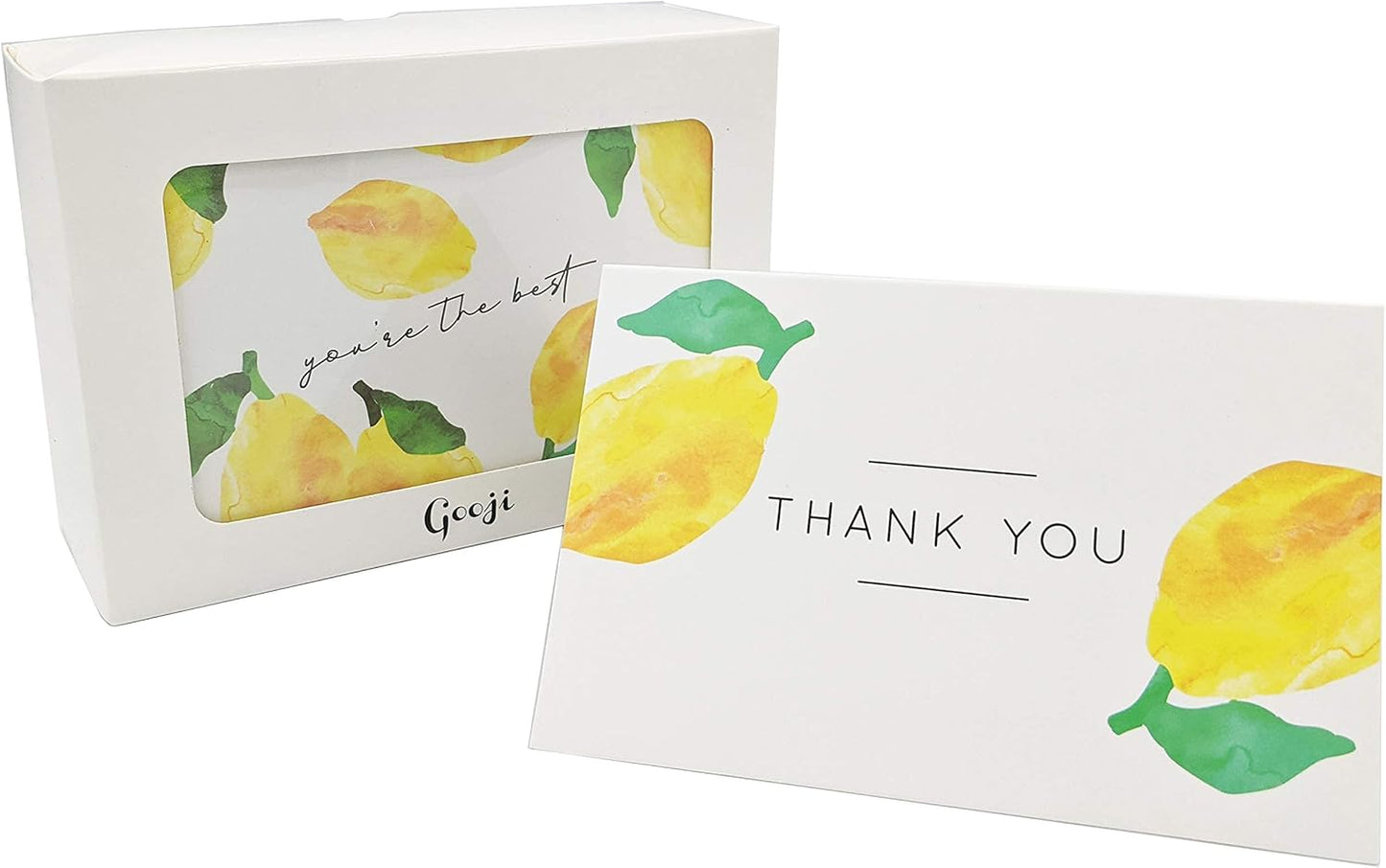 Gooji 4x6 Lemon Thank You Cards (Bulk 36-Pack) Matching Peel-and-Seal White Envelopes Assorted Set Birthday Party, Bridal Shower, Baby Shower, Weddings, Graduation Blank Notes