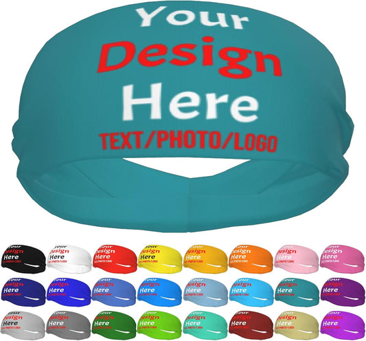 Custom Sweatbands for Men Women, Design Your Own Text Name Image Photo Personalized Sports Headbands