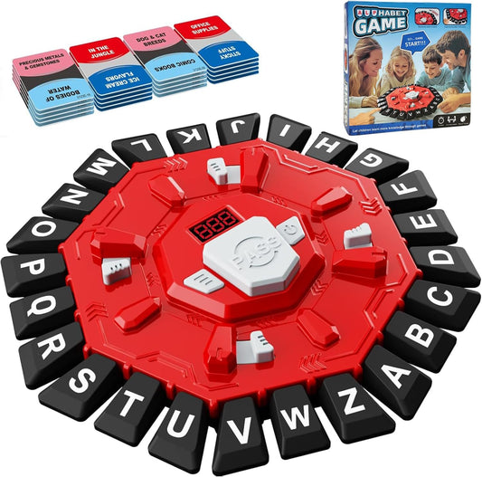 Word Game with LED Display, Alphabet Games, Fast-Paced Family Board Game for Learning Playing Game Gifts for Ages 3+ (Red)