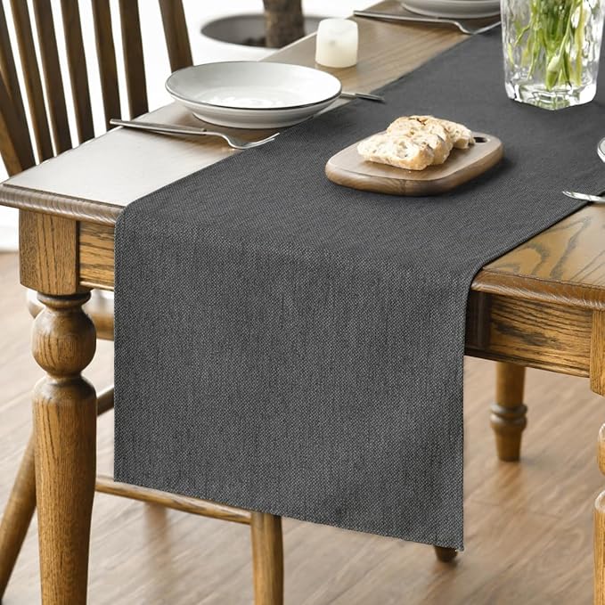 Artoid Mode Grey Table Runner, Seasonal Washable Kitchen Dining Table Decoration for Home Party Decor 13x108 Inch