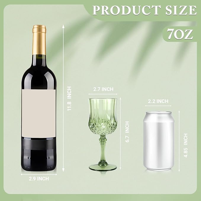Plastic Wine Glasses, Plastic Goblets Vintage Style Cordial Unbreakable Drinking Glasses, Reusable Drinkware for Wedding Reception, Grand Event Party Supplies, Easter (100, New Green)