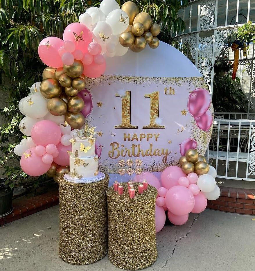 142Pcs Pink and White Balloon Garland Arch Kit - Pink and Gold White and Gold Confetti Balloons Different Size Balloons for Girls Birthday Baby Shower Wedding Bridal Shower Party Decorations