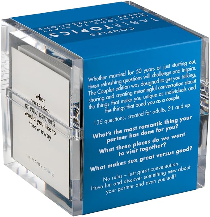 TableTopics Couples Conversation Cards for Romantic Partners with 135 Questions for Date Nights & Intimate Talks, Anniversary & Valentine's Day Gift
