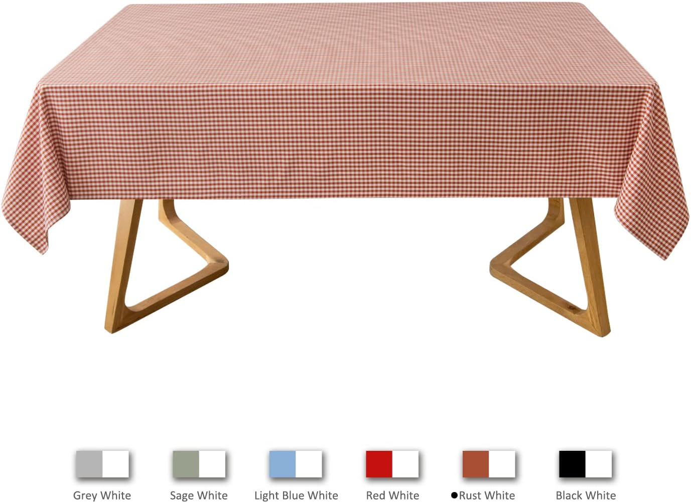 maxmill Rectangle Checkered Tablecloth Waterproof Spillproof Wrinkle Resistant Buffalo Plaid Heavy Weight Table Cloth Gingham Table Cover for Outdoor and Indoor Use, 52 x 70 Inch Rust White