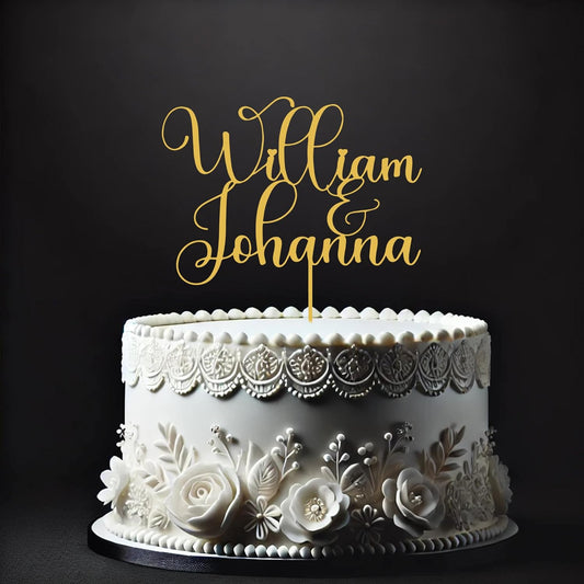 Luxury Customized Wedding Cake Topper with Two Names, Elegant for Couple's Wedding, Engagements and Anniversary