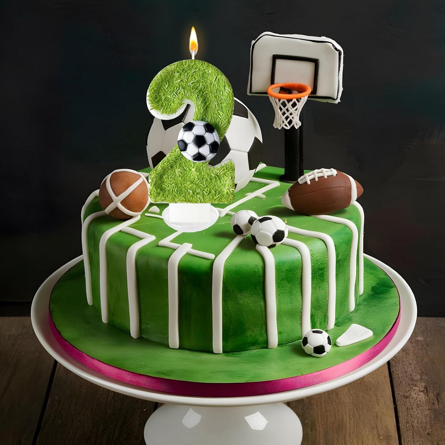 2th Birthday Candles，Soccer Birthday Decorations，Suitable for Girl and boy Cake Toppers, Wedding Cakes, Anniversaries, Party Celebrations, Birthday Decorations