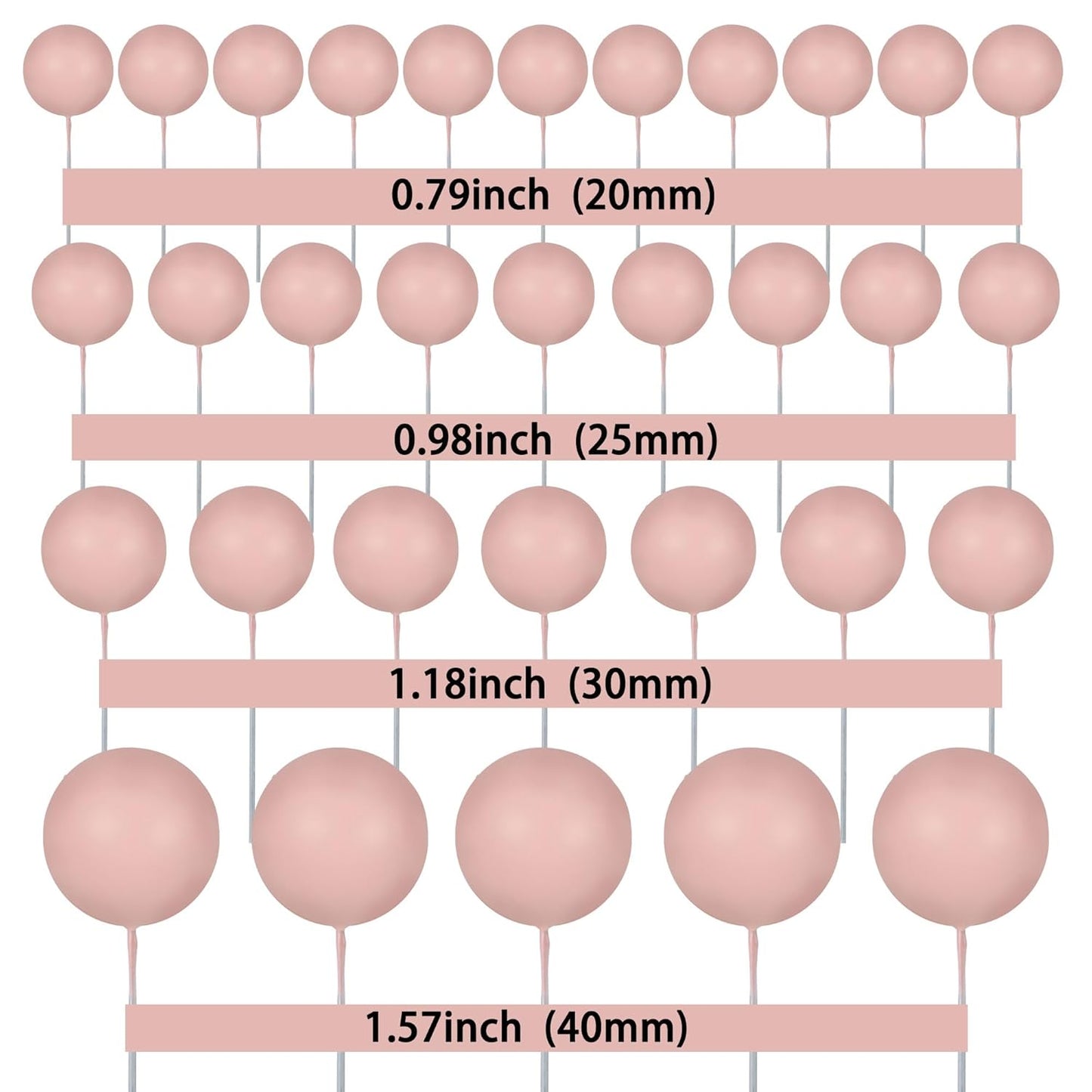 Gyufise 30Pcs Balls Cake Toppers Ball Cake Picks Foam Ball Shaped Cupcake Toppers Mini Balloons Baby Shower Cake Decorations for Wedding Enaggement Bridal Shower Birthday Party Supplies Dark Nude