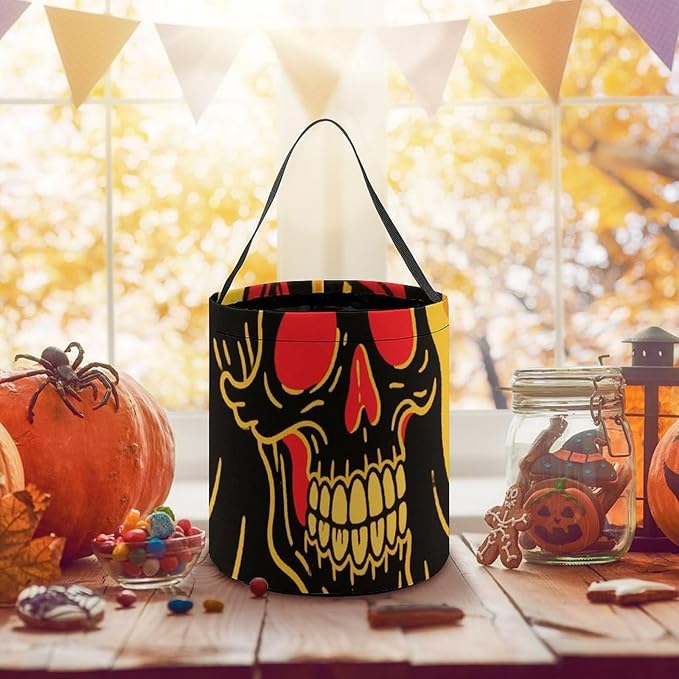 Halloween Candy Bucket - Ghost Skull Trick Or Treat Candy Bag, Gift Bag for Party Favor Supplies
