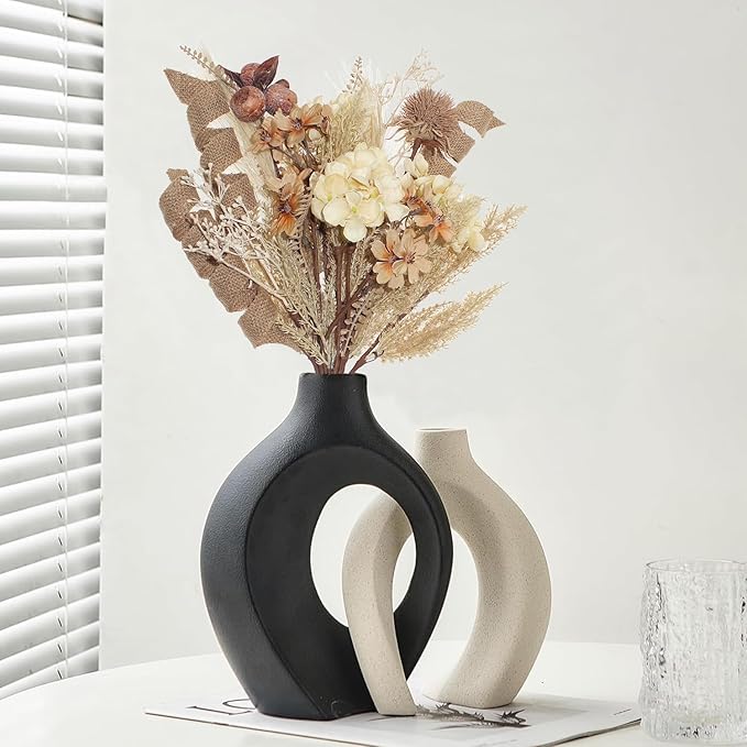 18Pcs Boho Faux Winter Fall Dried Pampas Grass Silk Hydrangea Flowers Bouquets Fall Decor, Fake Autumn Thanksgiving Harvest Stems Fall Picks Branches Floral Arrangements for Vase 18"