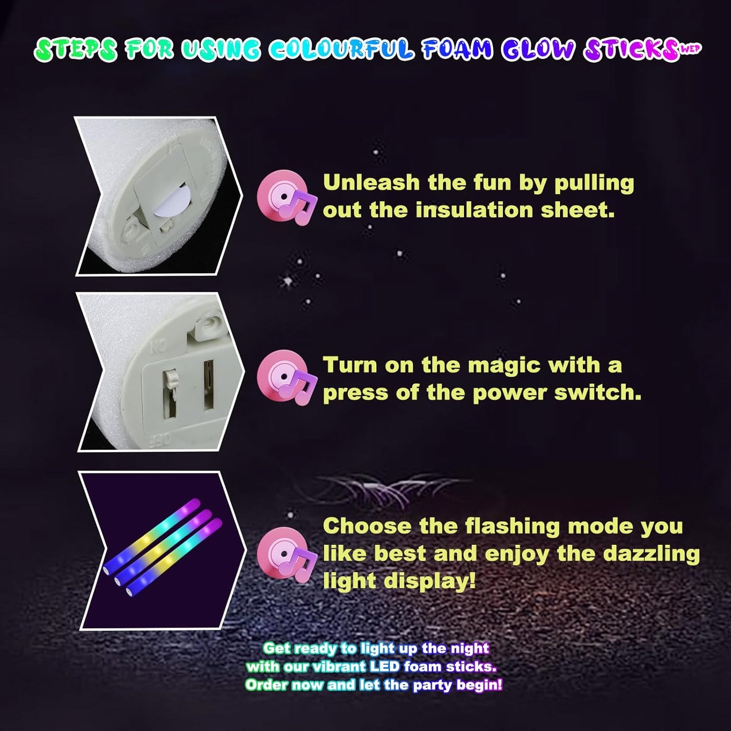 100 Pcs 18.5 inch Foam Glow Sticks Bulk - 4 Colors, Steady Bright Light Up Sticks for Weddings, Birthdays, Christmas, Halloween | Foam Glow Sticks Bulk Reusable, 6-Hr Glow, Eco-Friendly Foam