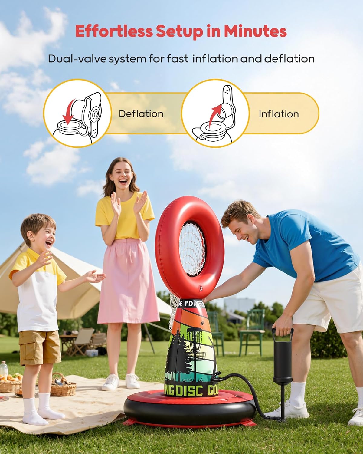 QPAU Inflatable Toss Target Set for Kids Family Fun, Portable Outdoor Yard Games Set with Pump, Kids Toys for Backyard Camping Lawn Throwing Games - Ideal Teen Boy Gifts
