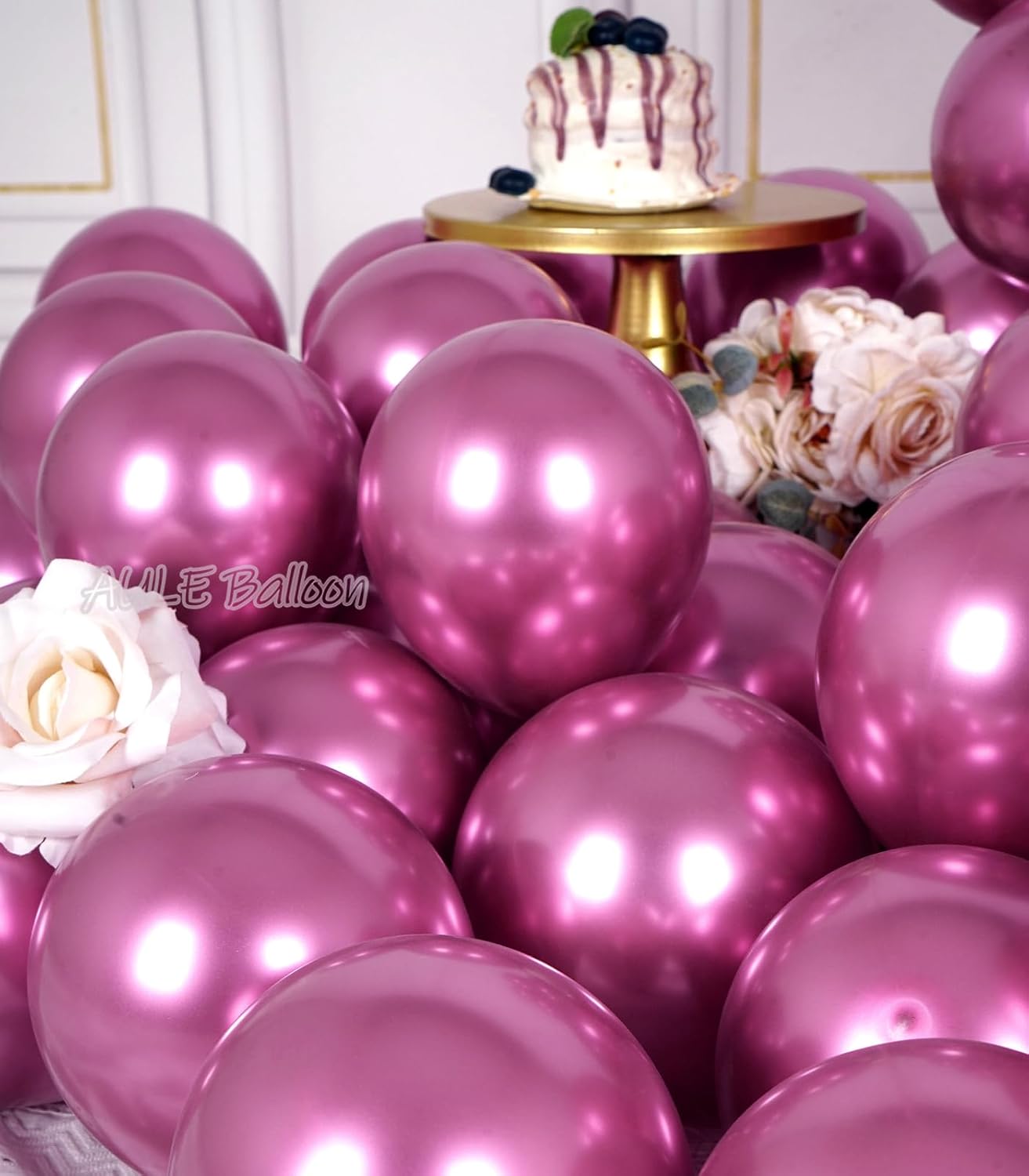 AULE Metallic Hot Pink Balloons 5 inch 50 Pcs Hot Pink Latex Balloons Chrome Helium Shiny Thicken Balloon Perfect Party Decoration for Wedding Birthday Baby Shower Graduation Christmas Carnival