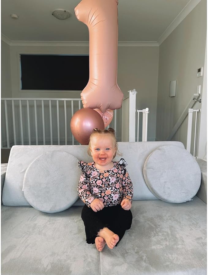 40 Inch Light Brown 1 Balloon for First Birthday, Tan 1st Number Balloons Khaki Birthday Decorations for Girl Boy Kids Toddler Baby, Beige One Giant Number 1 Balloon