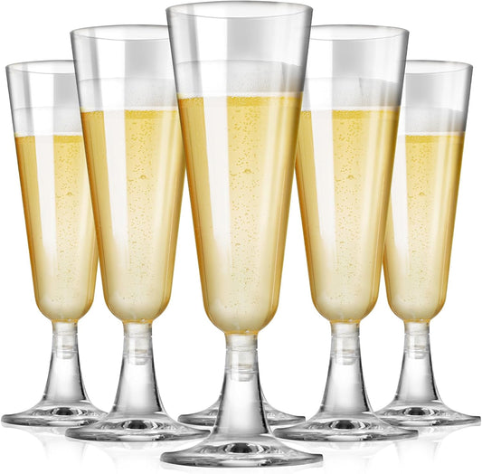 SUREHOME Plastic Champagne Flutes Disposable Champagne Glasses 20 Pack 5 Oz Clear Plastic Mimosa Glasses Acrylic Wedding Toasting Cups for New Years Eve Party Supplies 2026 Christmas Bar Cocktail Cups