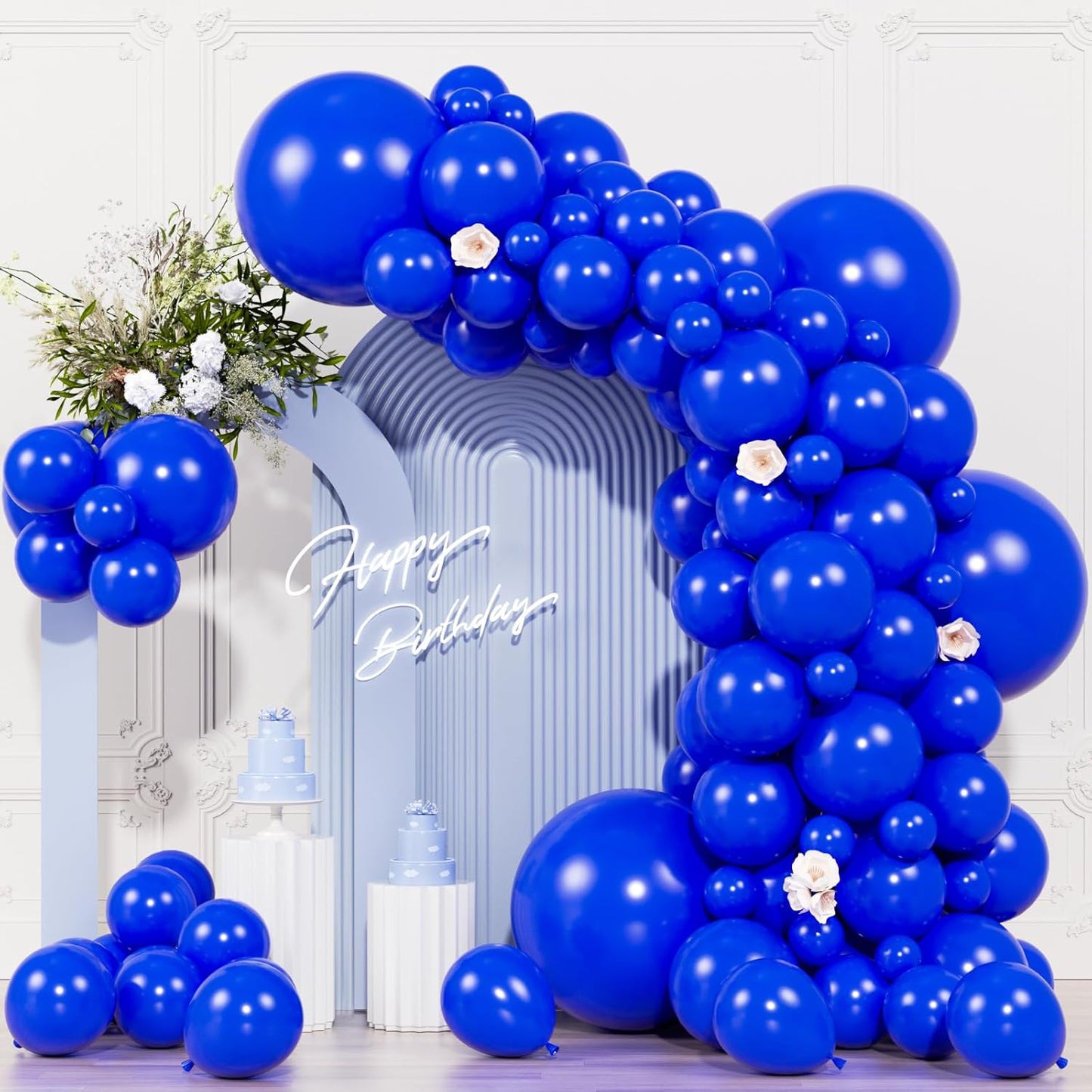 104pcs Royal Blue Balloons - 18/12/10/5 Inch Dark Blue Latex Balloons Garland Arch Different Sizes Pack for Graduation, Father’s Day, Independence Day, Baseball Party Decor