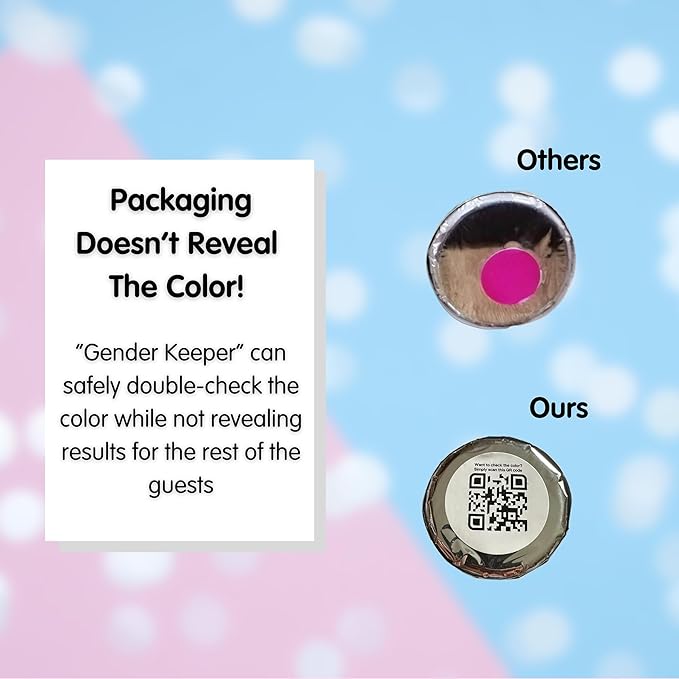 Gender Reveal Confetti Powder Cannon - 4 Pink Poppers - Gender Reveal Party Supplies - Smoke Powder & Confetti Cannons - Reveal Stickers 40pcs (20 Girl 20 Boy)