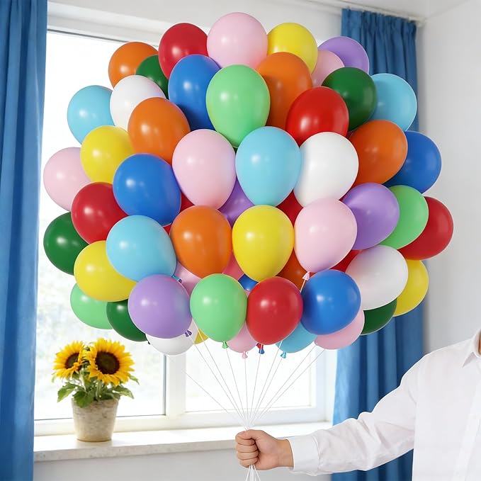Patimate Balloons Assorted Colors 150 Pack 5 Inch Colorful Rainbow Round Bright Latex Balloons for Birthday Bridal Shower Baby Shower Anniversary Wedding Party Decorations Arch Garland