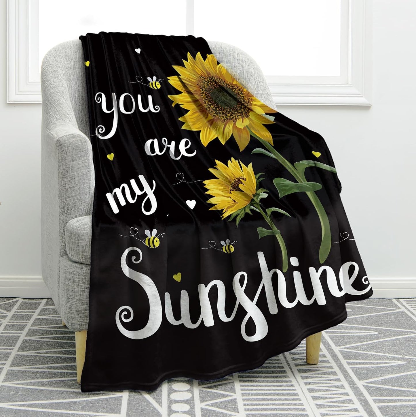 Jekeno Sunflower Gifts Blanket for Women Girls, Sunflowers Throw Gifts for Sunflower Lovers Adult Kids, You are My Sunshine Gift Blanket for Home Bed Couch
