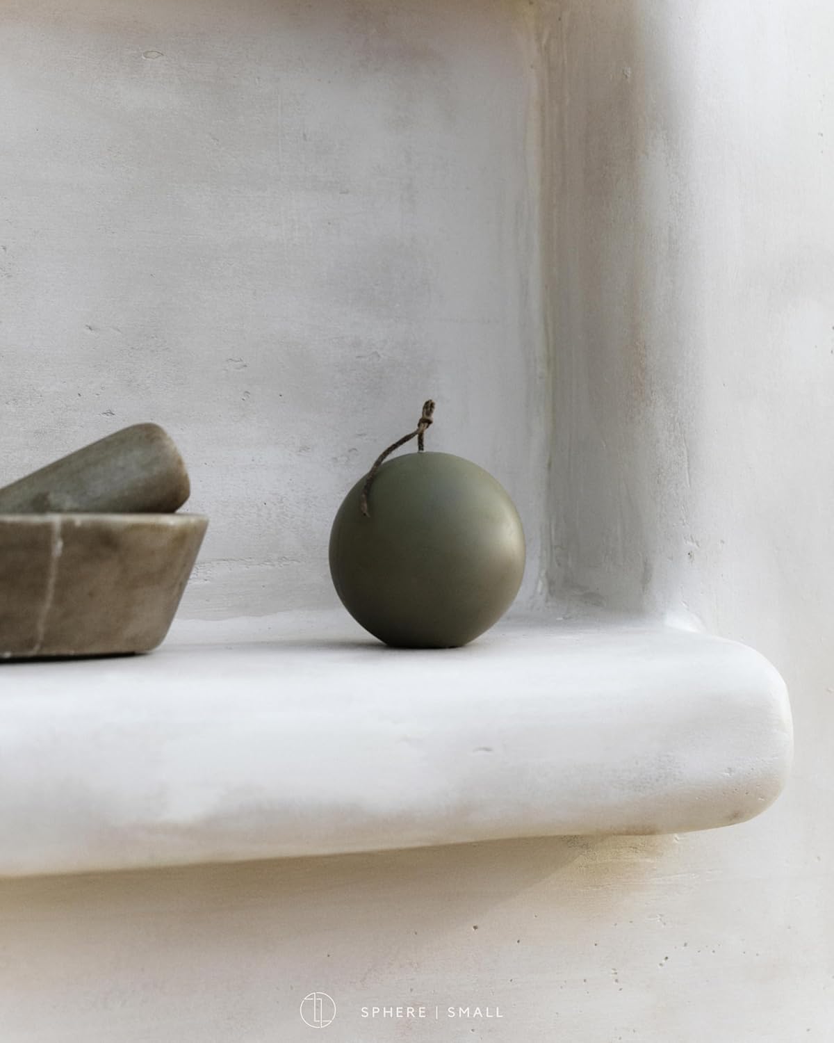 LAWA Sphere Candle - Beautiful Handmade Pillar Scented Soy Wax Elegant Aesthetic Candle Housewarming Gift Home Room Shelf Decor Idea (Earthy Green, Small)
