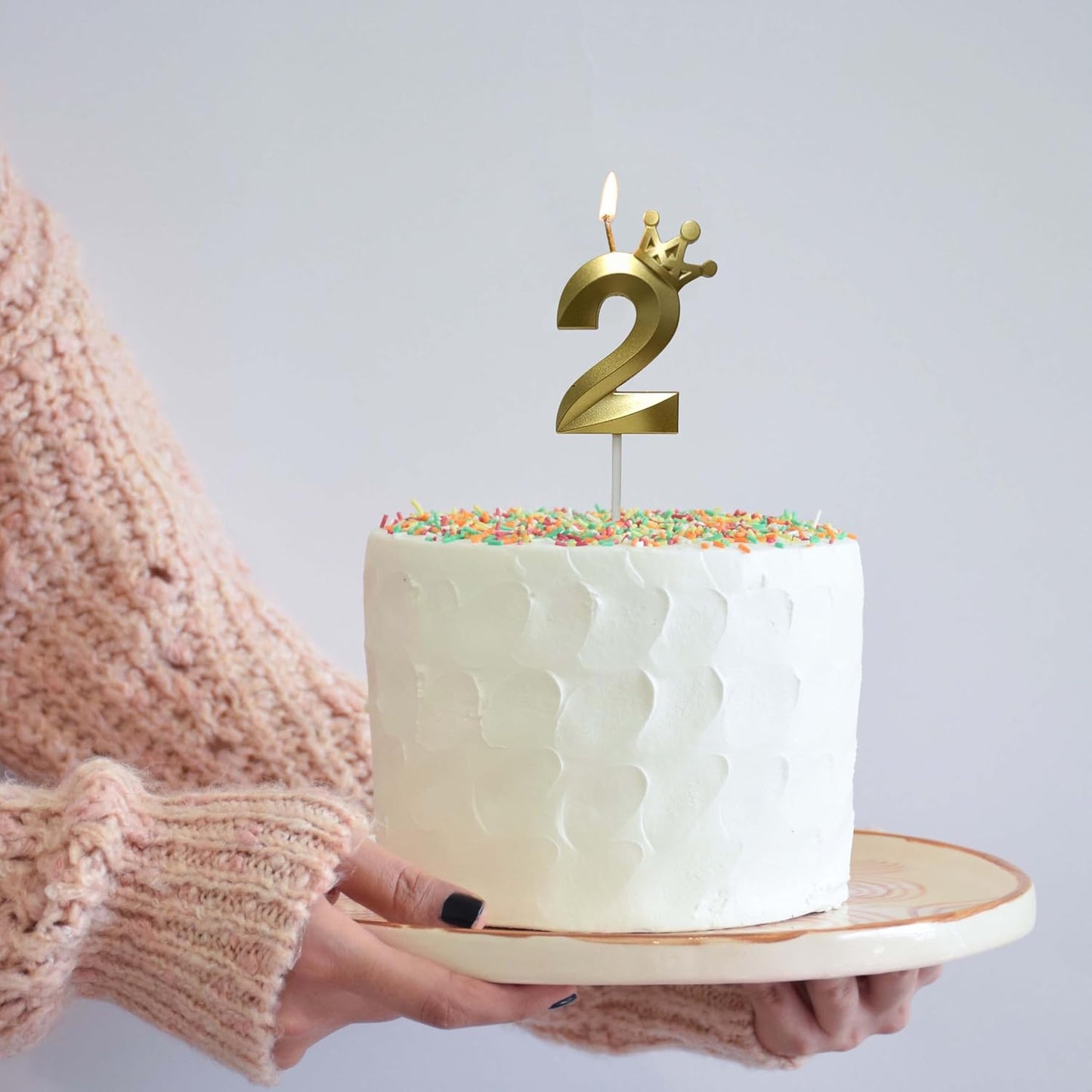 The Gold Number 2 Birthday Candles for Cake is Beautiful Number Candles for Birthday Decorations for Boys and Girls (Gold-2, Crown)