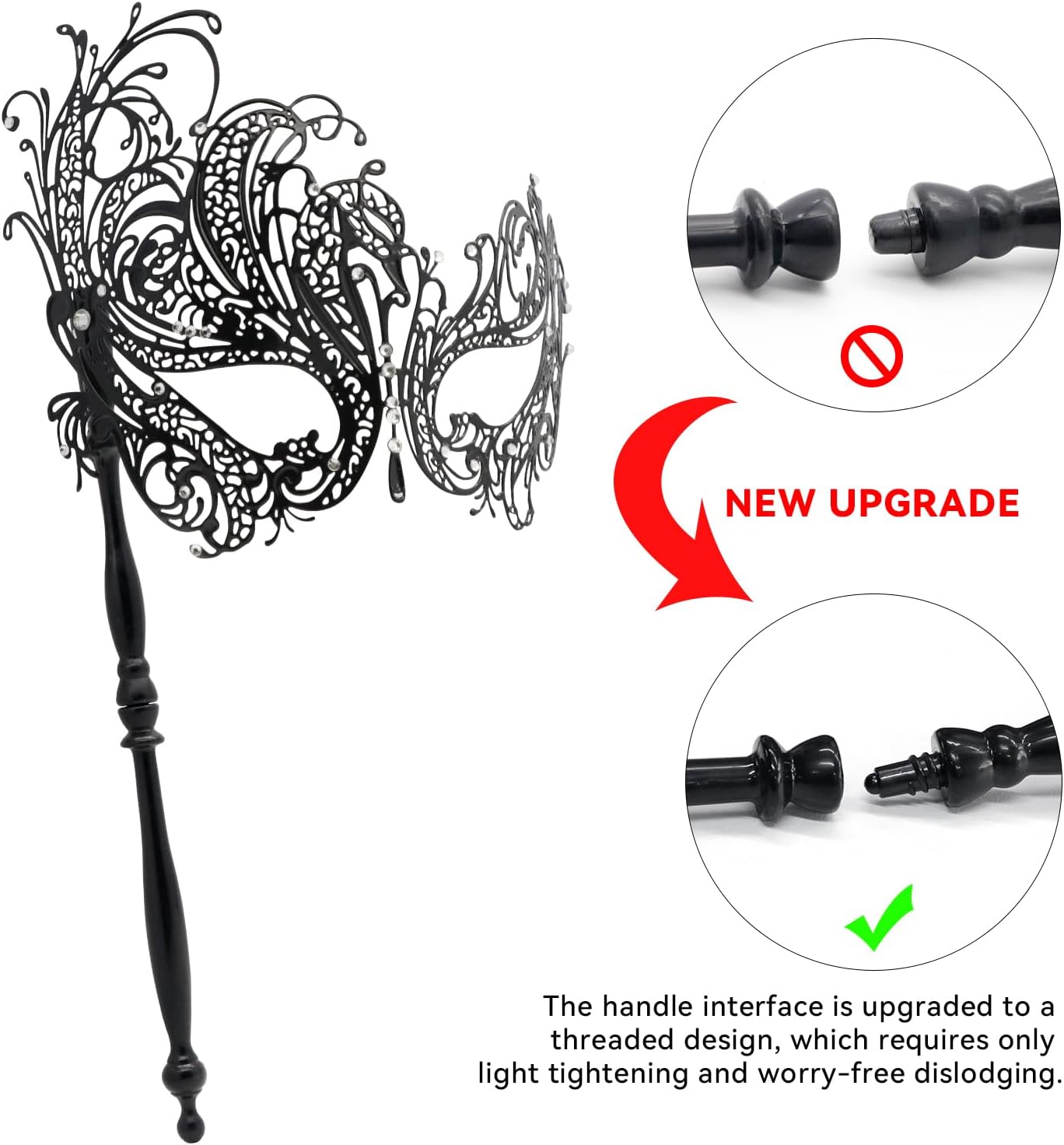 Coddsmz Masquerade Mask with Stick Venetian Mask Mardi Gras Decorations for Womens Halloween Costume Mask