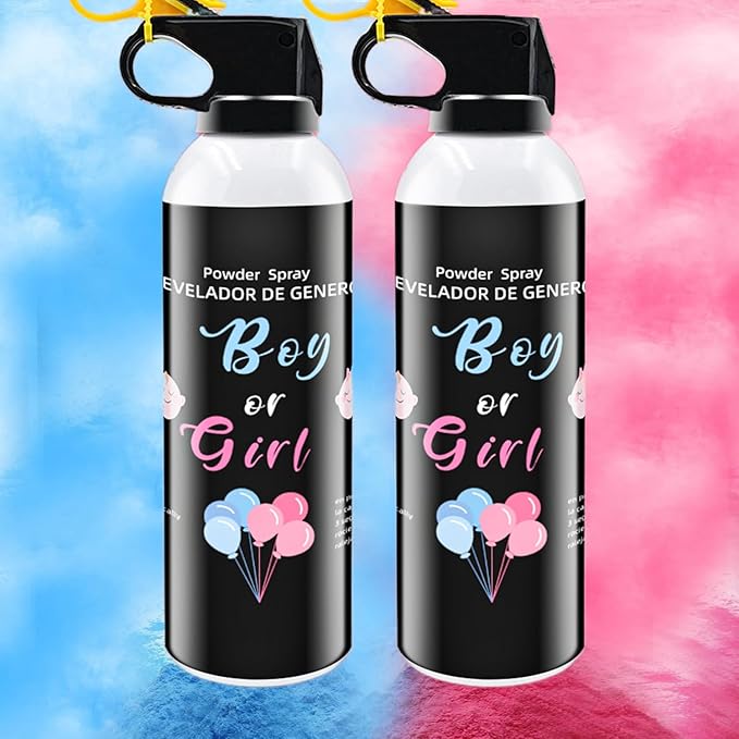 Gender Reveal Fire Extinguisher 2 Pack Boy or Girl Extinguishers for Baby Reveal - Gender Reveal Decorations Smoke with Power for Party - Blue Pink Smoke Color Powder for Reveal Party Ideas Color Run