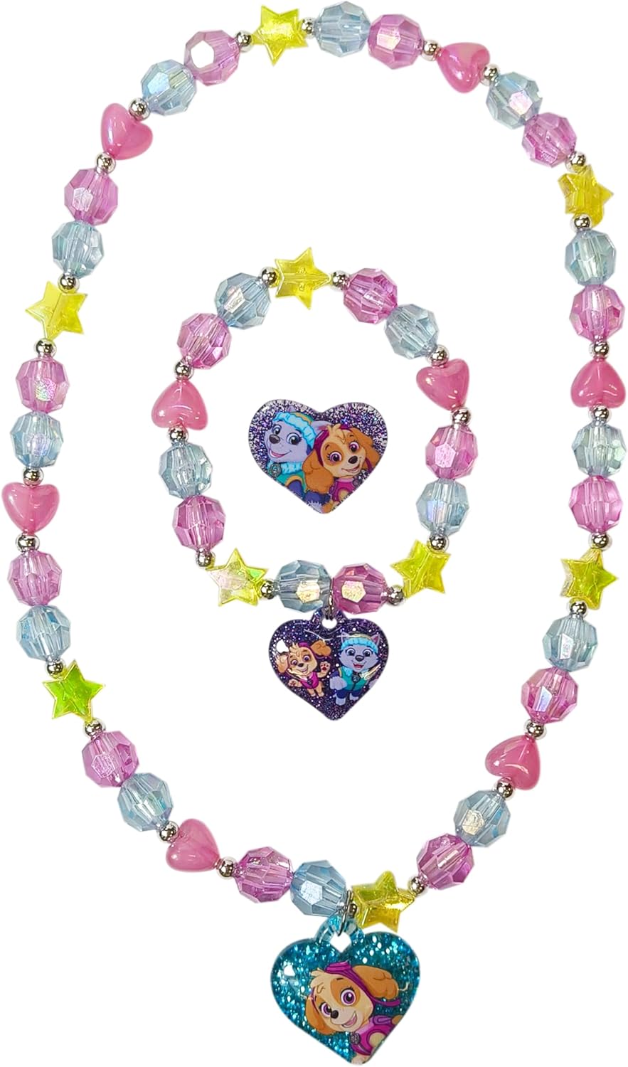 LUV HER Paw Patrol Girl's Jewelry Set - Dress up Toy Jewelry Box Set with Bead Necklace, Bracelet and Ring - Play Accessories - Ages 3+