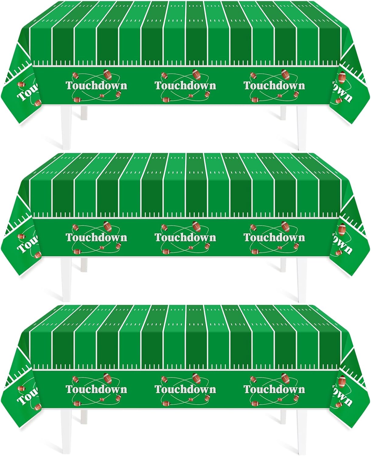 Childom Football Party Decorations,3 Pack Football Tablecloth Disposable Plastic Tablecloth 54" X 108" Plastic Table Cloth for Rectangle Tables,Birthday Party Decor,Parties Supplies for Home,Dinner