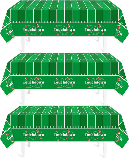 Childom Football Party Decorations,3 Pack Football Tablecloth Disposable Plastic Tablecloth 54" X 108" Plastic Table Cloth for Rectangle Tables,Birthday Party Decor,Parties Supplies for Home,Dinner