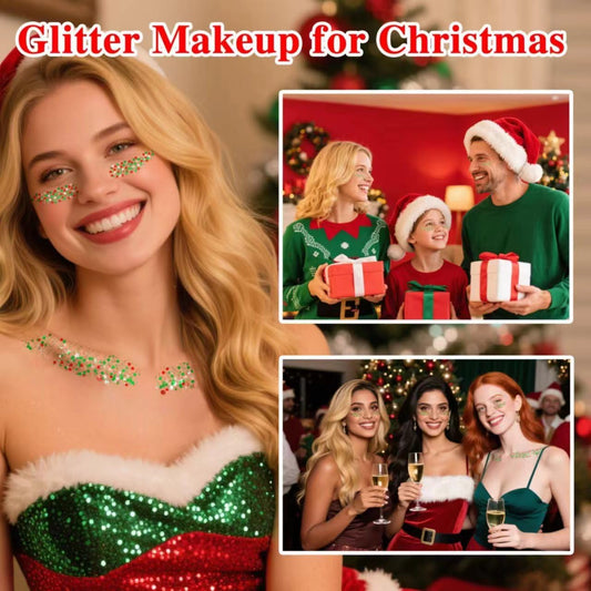 MEICOLY Red and Green Face Body Glitter Stick for Christmas,Hair Glitter Stick for Kids Women,Sparkle Christmas Glitter Makeup,Stocking Stuffers for Women Kids,Chunky Face Glitter for Festival Party