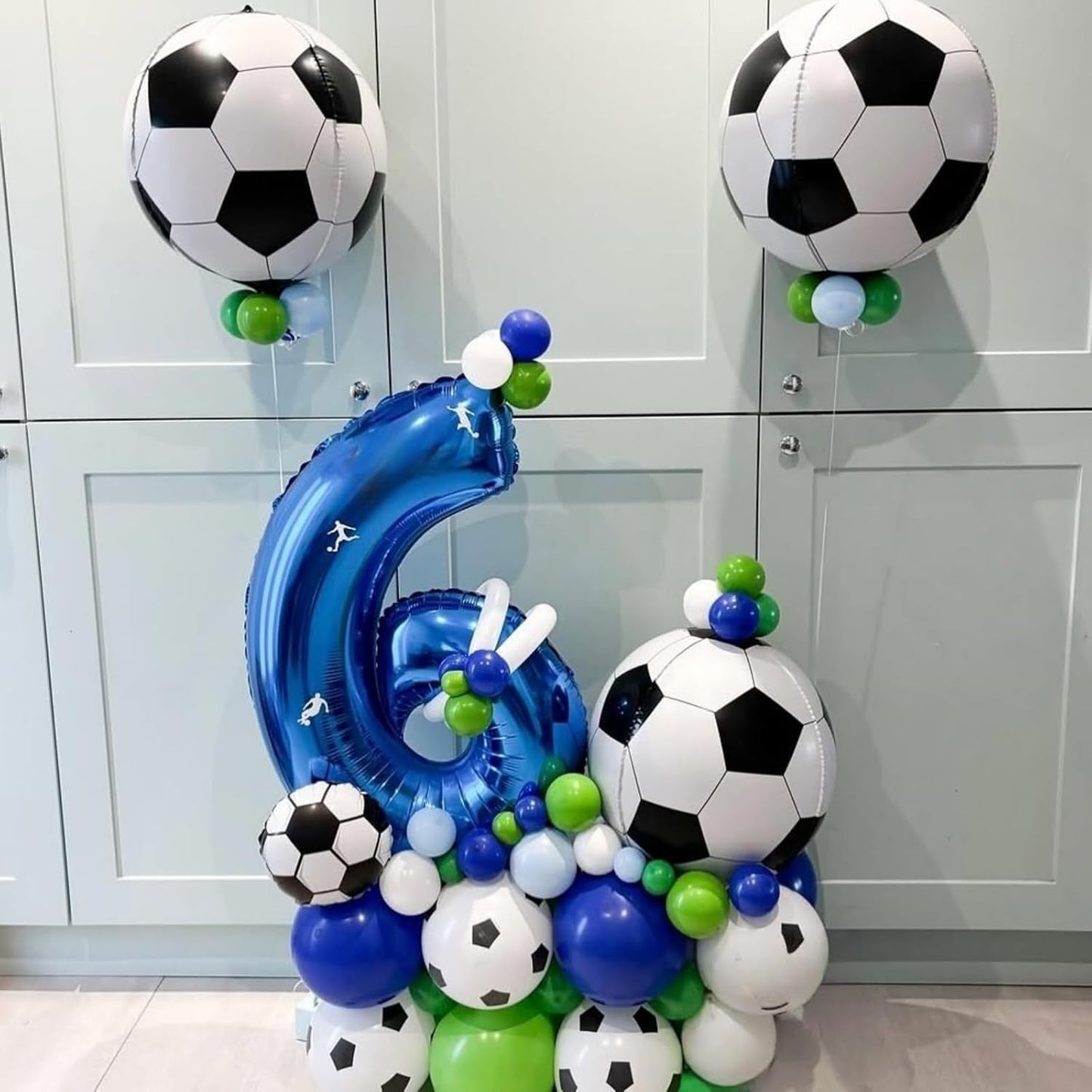 22 Inch 4D Soccer Foil Balloons, 6Pcs Soccer Party Decorations Football Shape Mylar Foil Balloons Sport Decor for Boys Kids Soccer Ball Fans Theme Birthday Party Decorations Supplies
