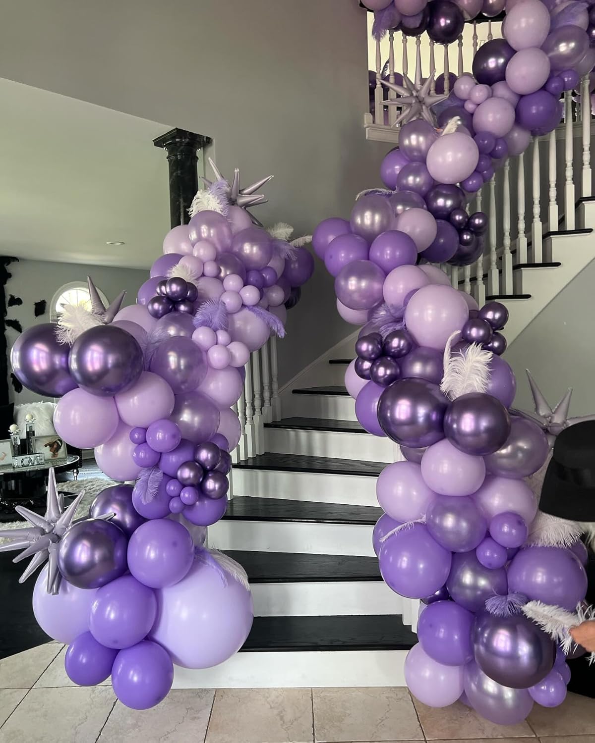 146Pcs Purple Balloons Garland Arch Kit - 5 10 12 18 inch Lavender Dark Purple Metallic Latex Balloons for Butterfly Baby Shower Birthday Wedding Princess Party Decorations