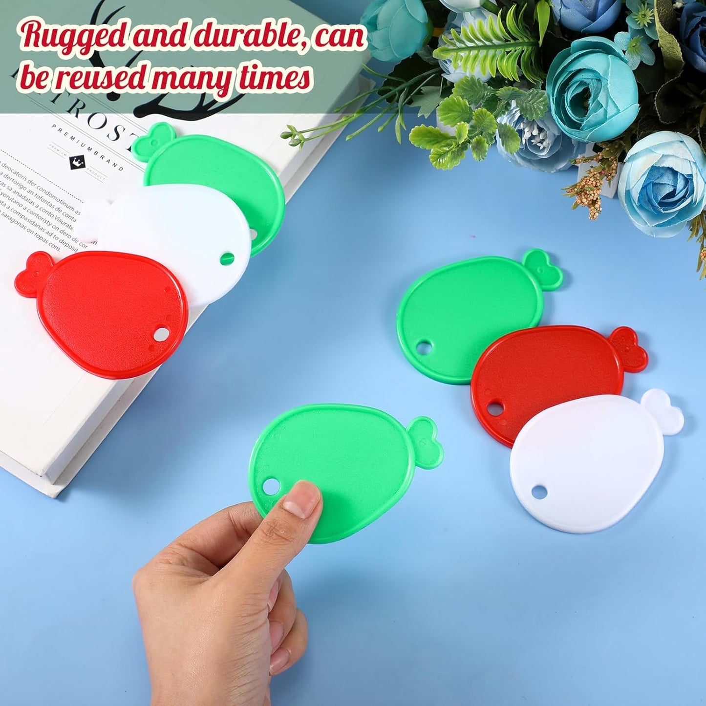 Lenwen 80 Pcs Balloon Weights Plastic Colorful Weights for Balloons for Birthday Party Decoration Wedding Holiday Celebration(Balloon Shaped,Red White Green)