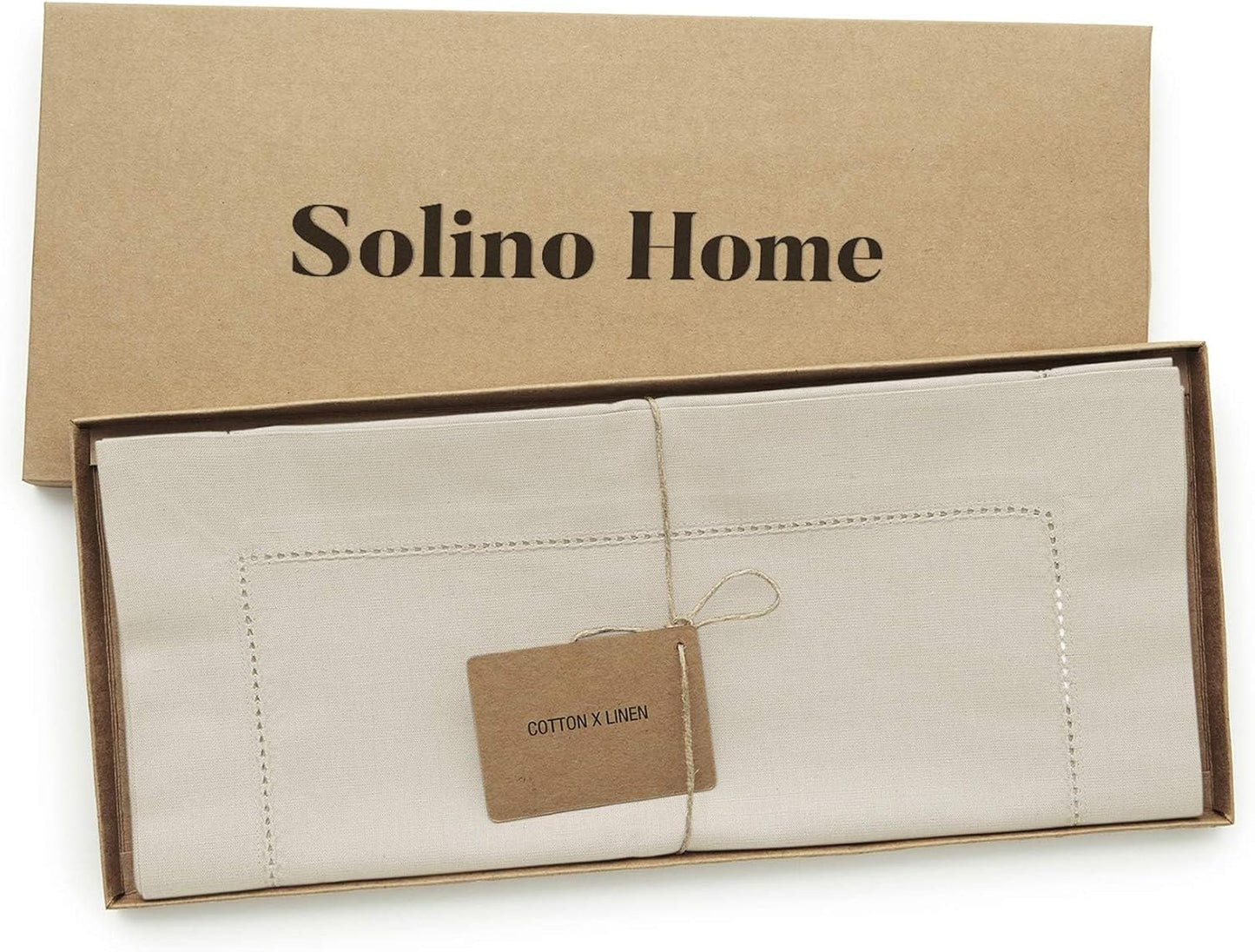 Solino Home Linen Hemstitch Table Runner 36 Inches - Cotton Linen Small Table Runner 14 x 36 Inch Ideal for Dresser and Coffee Tables - Fall, Autumn, Halloween, Thanksgiving, Christmas