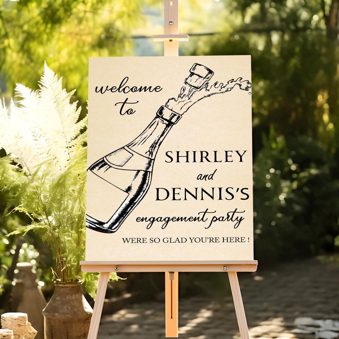 Welcome To Our Engagement Party Sign, Champagne Personalized Engagement Party Sign, Engagement Party Welcome Sign, Engagement Signs For A Party, Rustic Engagement Decor