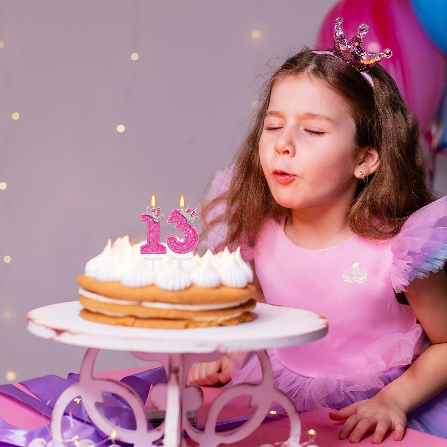 Birthday Candle for Cake, Crown Rose Number Candles, 2.76 inch Number Happy Birthday Candle, Cake Topper Decoration for Birthday Party (Number 13)