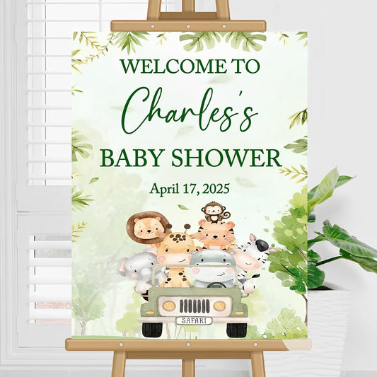 Personalized Baby Shower Welcome Sign, Rustic Style, 12x8 inches, Plastic, Free Standing, Baby Showers, Birthdays, Indoor/Outdoor Decoration