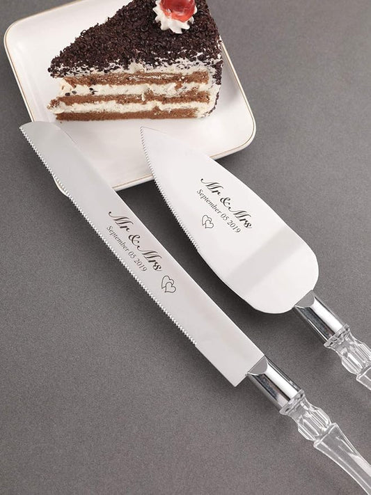 AW BRIDAL Personalized Wedding Cake Knife Set Cake Cutting Set for Wedding Cutter Slicer Cake Server Bridal Shower Gifts for Couples Newlyweds//DK001CPP06//