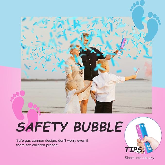 POPUPARTY 2 Pack Gender Reveal Confetti Cannon | 1 Pink & 1 Blue - Biodegradable Confetti Party Supplies Poppers, Ideal for Baby Boy or Girl Gender Reveal Decoration